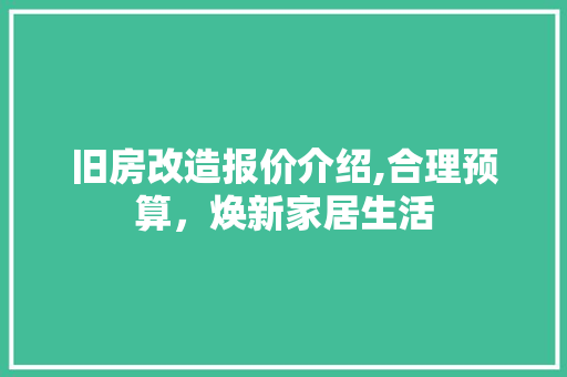 旧房改造报价介绍,合理预算，焕新家居生活 家电维修