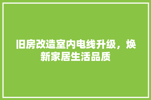旧房改造室内电线升级，焕新家居生活品质 综合便民
