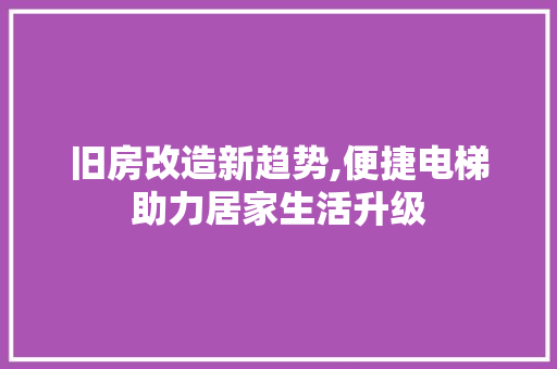 旧房改造新趋势,便捷电梯助力居家生活升级 家电维修