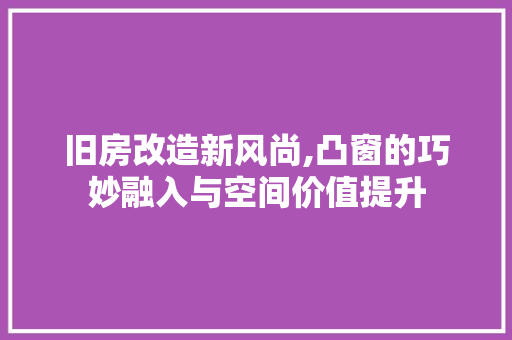 旧房改造新风尚,凸窗的巧妙融入与空间价值提升 墙体维修