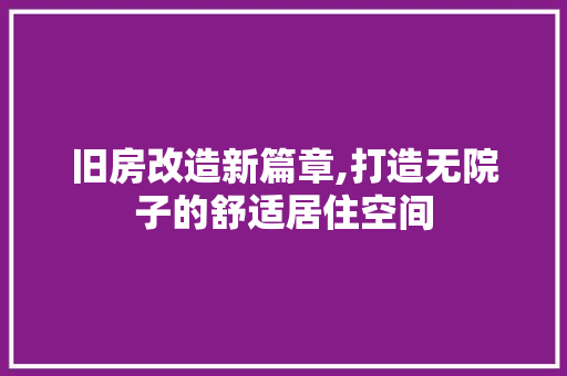 旧房改造新篇章,打造无院子的舒适居住空间 墙体维修
