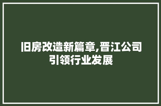 旧房改造新篇章,晋江公司引领行业发展 墙体维修
