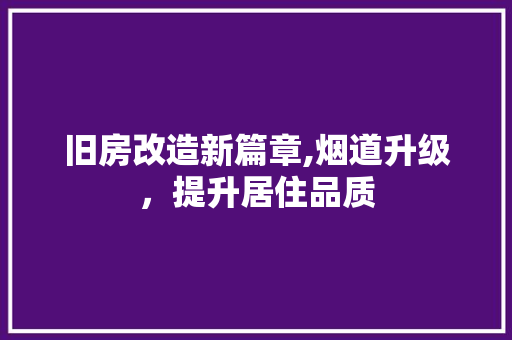 旧房改造新篇章,烟道升级，提升居住品质 墙体维修