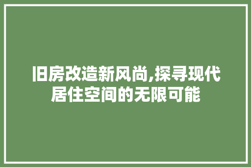 旧房改造新风尚,探寻现代居住空间的无限可能 墙体维修