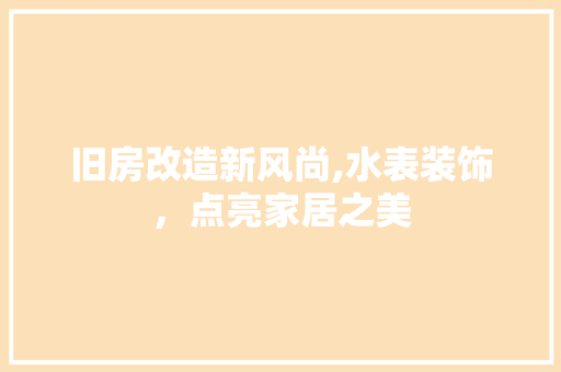 旧房改造新风尚,水表装饰，点亮家居之美 墙体维修