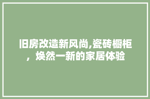 旧房改造新风尚,瓷砖橱柜，焕然一新的家居体验